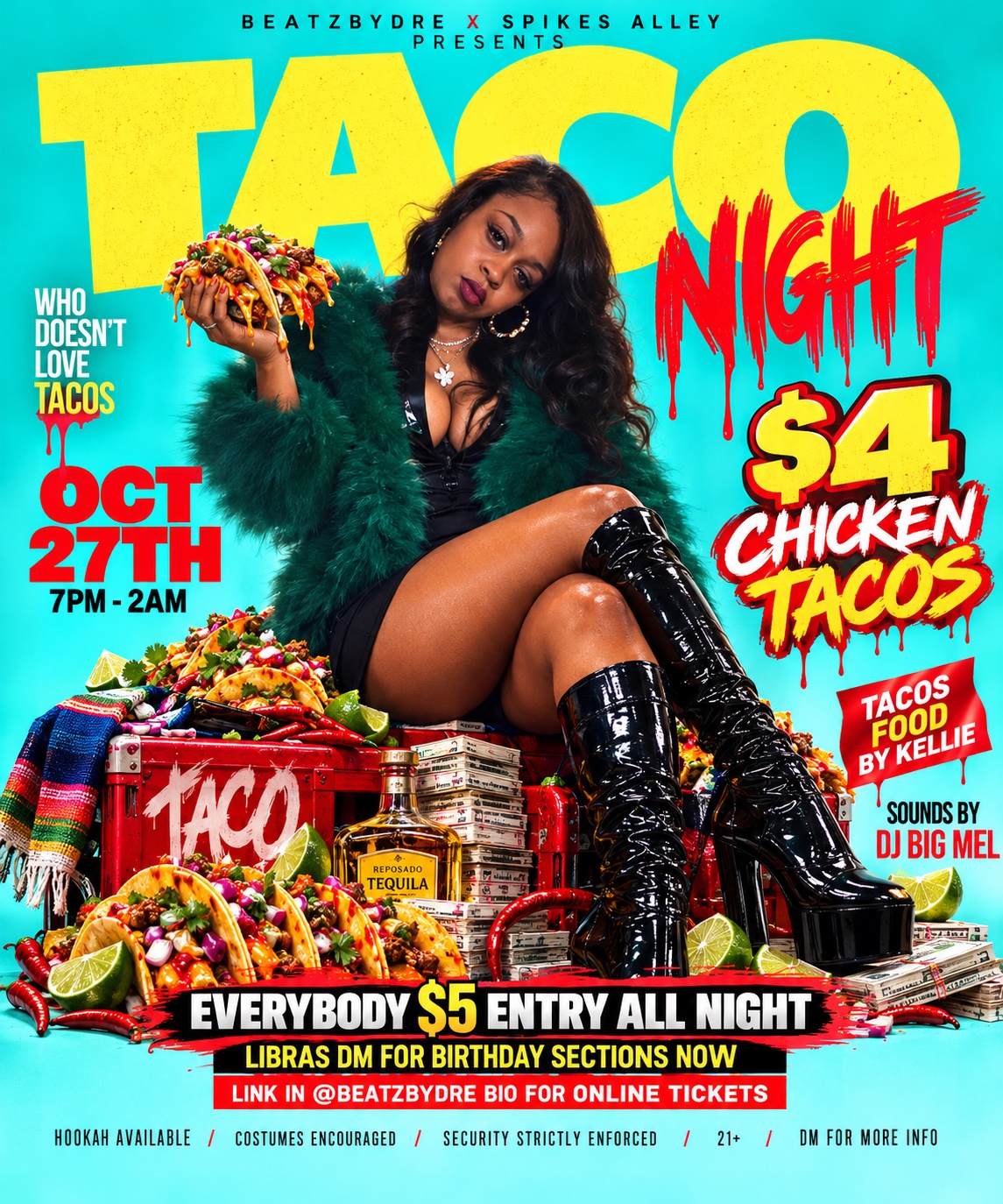 TACO NIGHT — Tuesday Oct 27 at Spikes Alley